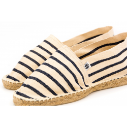 Espadrille Marinière Ecru et Marine - couture naturelle