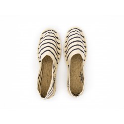 Espadrille Marinière Ecru et Marine - couture bleue