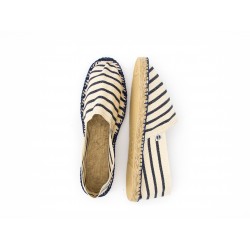 Espadrille Marinière Ecru et Marine - couture bleue