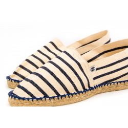 Espadrille Marinière Ecru et Marine - couture bleue