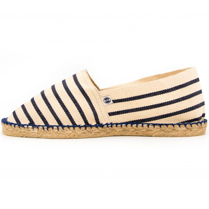 Espadrille Marinière Ecru et Marine - couture bleue